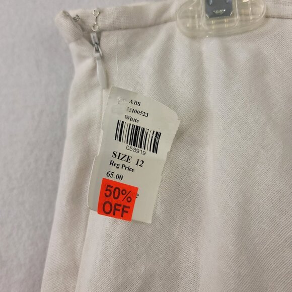 Sharagano White Tiered A-Line Skirt Size 12 Linen Rayon New with Tags *callout - Picture 3 of 8